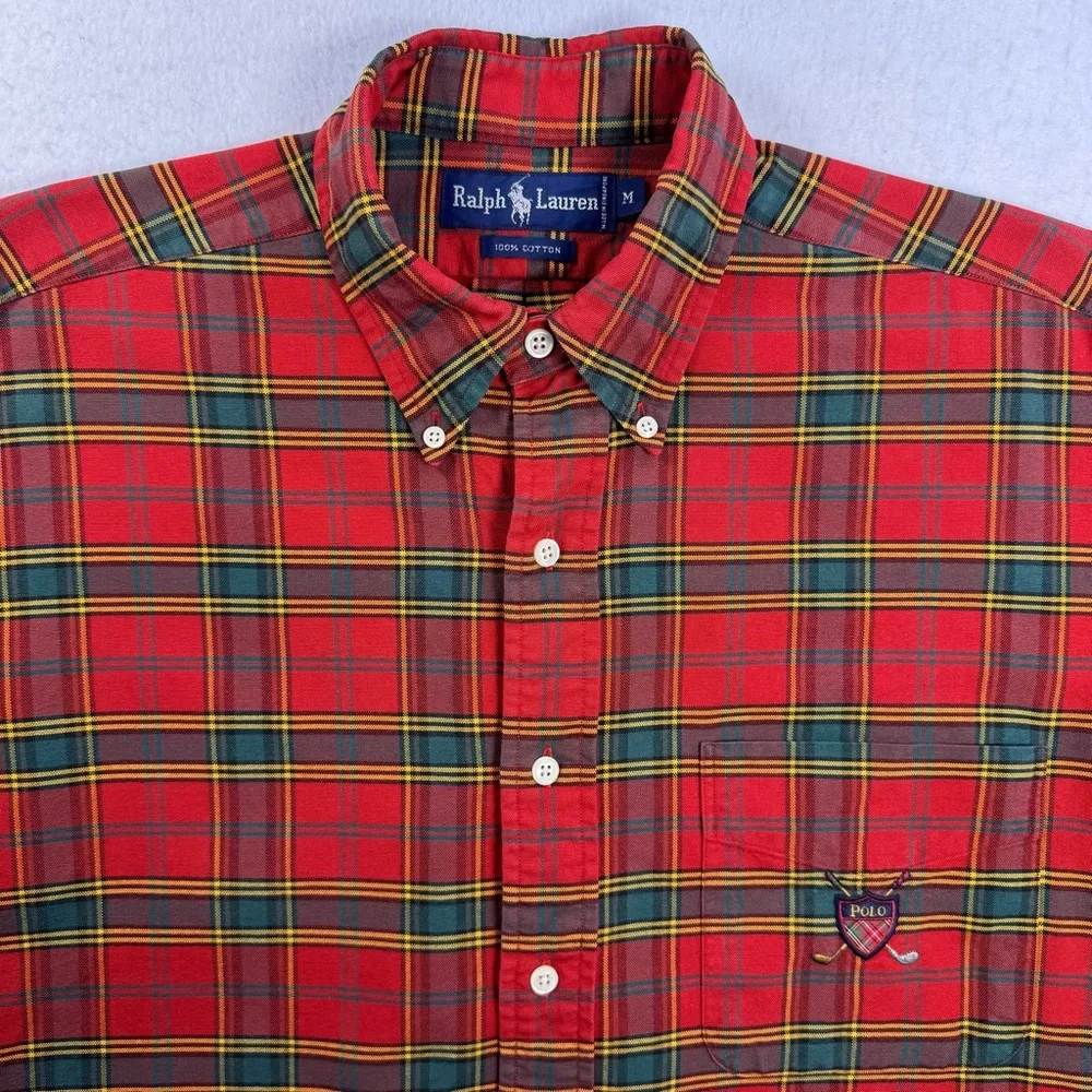 Ralph Lauren Shirt Men’s Medium Plaid Button Down Crest Logo - Picture 6 of 15